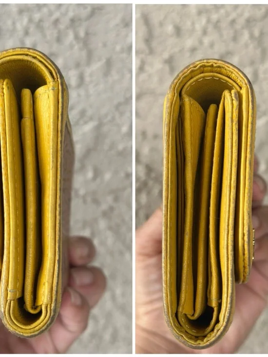 MCM Yellow and Tan Monogram Logo Compact Wallet - Picture 14 of 14